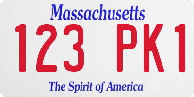 MA license plate 123PK1