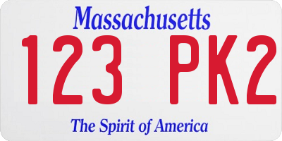 MA license plate 123PK2