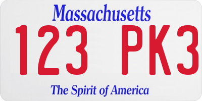 MA license plate 123PK3