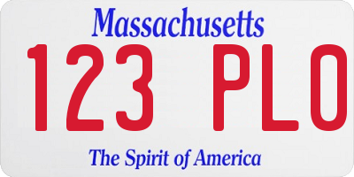 MA license plate 123PL0