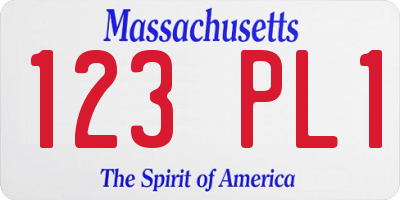MA license plate 123PL1