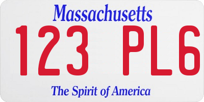 MA license plate 123PL6