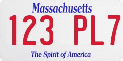 MA license plate 123PL7