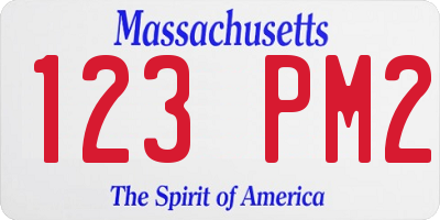 MA license plate 123PM2