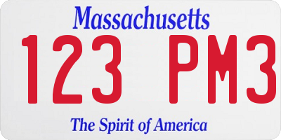 MA license plate 123PM3