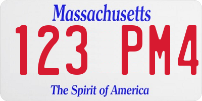 MA license plate 123PM4