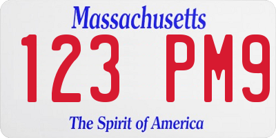 MA license plate 123PM9