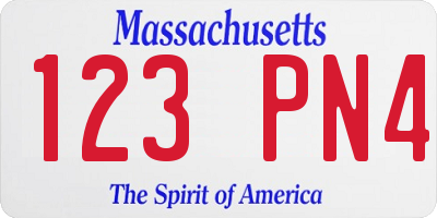 MA license plate 123PN4
