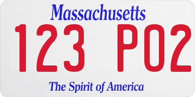 MA license plate 123PO2