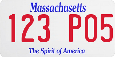 MA license plate 123PO5