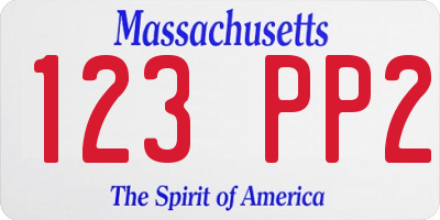MA license plate 123PP2