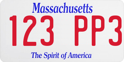 MA license plate 123PP3