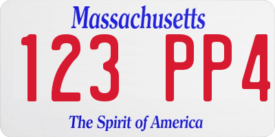 MA license plate 123PP4