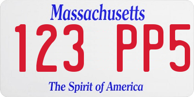 MA license plate 123PP5