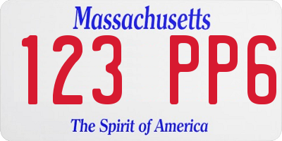 MA license plate 123PP6