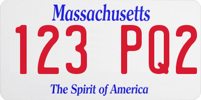 MA license plate 123PQ2