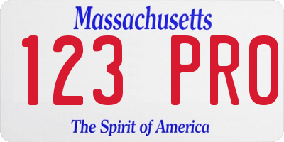MA license plate 123PR0