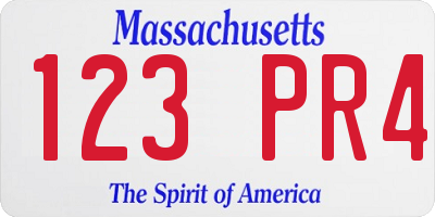 MA license plate 123PR4