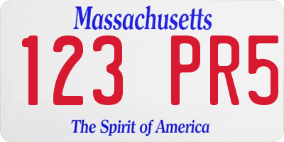 MA license plate 123PR5