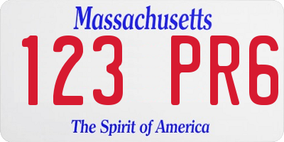 MA license plate 123PR6
