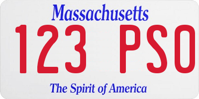 MA license plate 123PS0