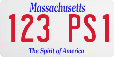 MA license plate 123PS1