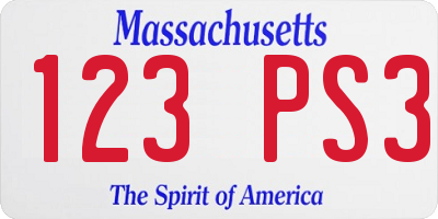 MA license plate 123PS3