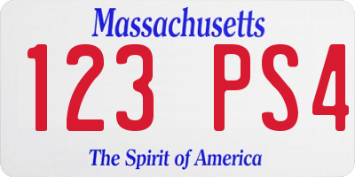 MA license plate 123PS4