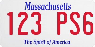 MA license plate 123PS6
