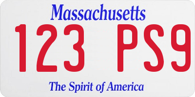 MA license plate 123PS9