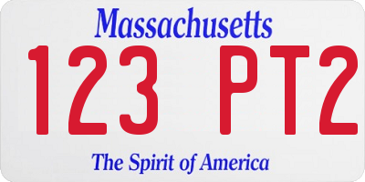 MA license plate 123PT2