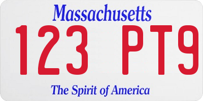 MA license plate 123PT9