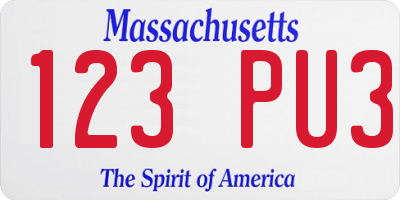 MA license plate 123PU3