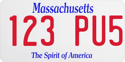 MA license plate 123PU5