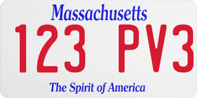 MA license plate 123PV3