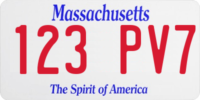 MA license plate 123PV7