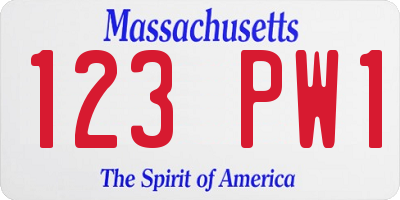 MA license plate 123PW1