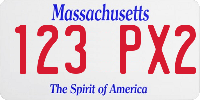MA license plate 123PX2