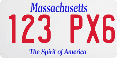 MA license plate 123PX6