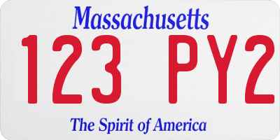 MA license plate 123PY2