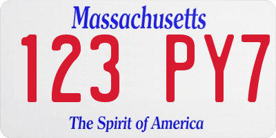 MA license plate 123PY7