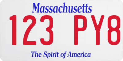 MA license plate 123PY8