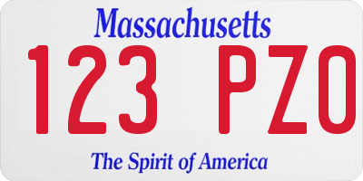 MA license plate 123PZ0
