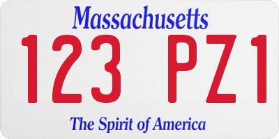 MA license plate 123PZ1