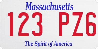 MA license plate 123PZ6