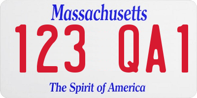MA license plate 123QA1