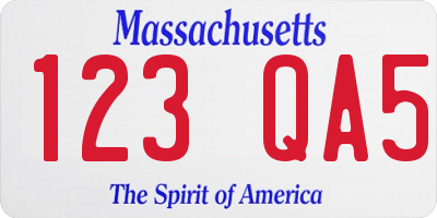 MA license plate 123QA5