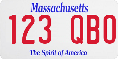 MA license plate 123QB0