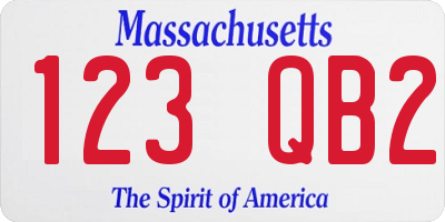 MA license plate 123QB2