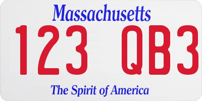 MA license plate 123QB3